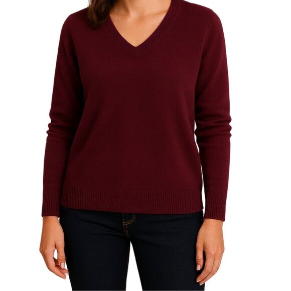 Lord & Taylor Sweaters - Lord & Taylor 100% Cashmere V-Neck Plum Sweater Size S
